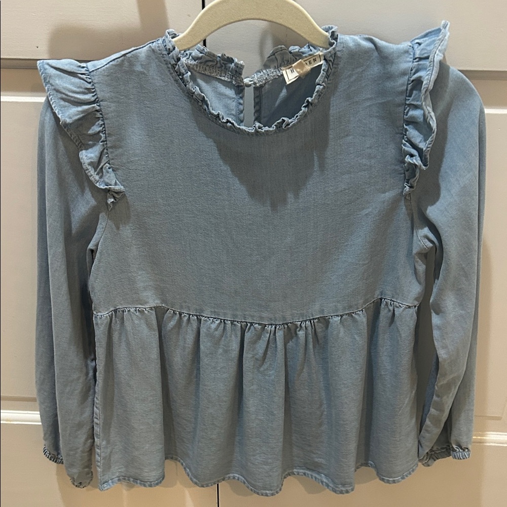 Hayden Chambray Ruffled Blouse
